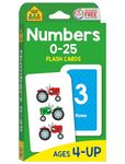 School Zone - Numbers 0-25 Flash Cards - Ages 4 to 6, Preschool, Kindergarten, Math, Addition, Subtraction, Numerical Order, Counting, and More