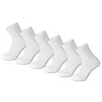 6 Pairs of Premium Diabetic Cotton Quarter Length Athletic Sport Ankle Socks (White, 10-13), White - 6 Pairs, 10-13