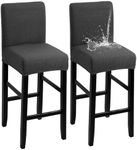 Bar Stool Covers Set of 2, Stretch Removable Polar Fleece Barstools Covers, Waterproof Pub Counter High Stool Chair Covers for Cafe Kitchen Dining Room
