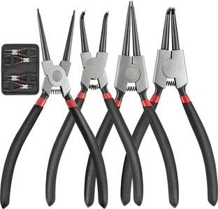 Doaho 4Pcs Snap Ring Pliers Set,Heavy Duty 7 Inch Circlip Plier Cr-V Steel C Clip Pliers Kit with Straight and Bent Jaw for Internal External Rings Automotive Machinery Repair