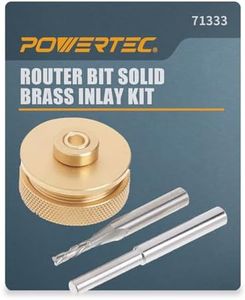 POWERTEC 71333 Router Bits Solid Brass Inlay Kit | for 1/4 Templates for High RPM Routing | Includes 1/8 Carbide Router Bit/Cutter + 1/4 Shank, Universal Bushing, Retainer Nut, Collar, Alignment Pin