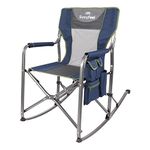 SunnyFeel Freestyle Rocking Camping Chair, Folding Directors Chair Heavy Duty 300 LBS Outdoor Lawn Chairs with Storage Bag (Blue)