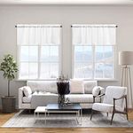 Cozynight Half Linen Sheer Curtains -White Sheer Curtains Small Window Privacy Panel for Cafe Kitchen Living Room Bathroom Patio Sliding Glass Door Christmas Decor 60" Wide x 16" Long, 1 Pc