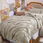 Bedsure Twin XL Comforter Set with Sheets - 5 Pieces Bedding Sets, Pinch Pleat Beige Bed in a Bag with Comforter, Pillowcase & Sham