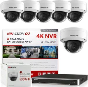 Hikvision DS-7608NI-Q2/8P 4K 8 Channel PoE NVR with 6 Dome IP 4MP Cameras 2.8mm Wide Angle H.265, 2TB Storage, Plug and Play, Compatible with Hikvision Hik-Connect