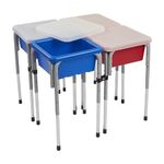 ECR4Kids 4-Station Sand and Water Adjustable Play Table, Sensory Bins, Blue/Red