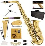 Mendini By Cecilio Alto Saxophone - E Flat Saxophones w/Case, Mouthpiece, Stand, Reeds & Cloths