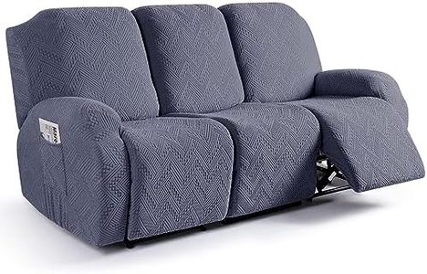 Ruaozz Stretch Recliner Sofa Covers 3-Pieces Reclining Couch Covers with Pockets Jacquard Reclining Sofa Covers 3 Seater Soft Washable Furniture Protector with Elastic Bottom (3 Seater, Dark Grey)