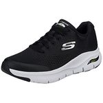 Skechers Arch Fit Men's Sneakers, Black Textile Synthetic White Trim, 13 UK