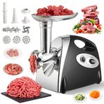 Warmiehomy Meat Grinder Electric, 2800W Meat Mincer with 3 Stainless Steel Grinding Plates, Vegetable Food Mincer Machine, Household Sausage Meat Patty Maker, Reverse Function, Plastic Housing(Black)