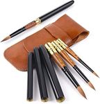 Kolinsky Travel Watercolor Brushes, Premium Kolinsky Sable Watercolor Brushes with Pocket Size Leather Pouch Perfect for Watercolor Gouache Ink Painting