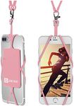 Gear Beast Cell Phone Lanyard - Universal Neck Phone Holder w/Card Pocket and Silicone Neck Strap - Compatible with Most Smartphones, Light Pink