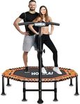 HOMKAI 51" Foldable Mini Trampoline Rebounder,Fitness Trampolines,T Shape Adjustable Foam Handle, Stable & Quiet Exercise Rebounder for Kids Adults Indoor Outdoor Workout