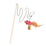 Foodie Puppies Wooden Teasing Stick for Cats and Kittens (Sisal Mouse Stick) | Interactive Cat Teaser Wand with Stringed Sisal Mouse for Teasing, Playing, Exercise (Size: 40cm)