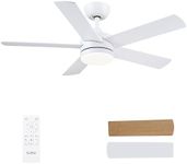 CJOY Ceiling Fans with Lamps, 42 inches White Ceiling Fans with Lights, Reversible, 3CCT, Dimmable, Quiet, Sleep Mode, Fan Light for Bedroom/Living Room/Kitchen, DC Motor, Two-Colour Bades