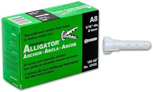 TOGGLER ALLIGATOR A8 Screw Anchor, Plastic, 5/16" Diameter, 1-9/16" Length, #8 to #14 Threads, Pack Of 100
