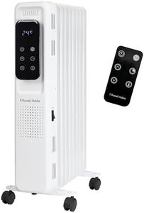 Russell Hobbs 2000W/2KW Oil Filled Radiator Digital 9 Fin Portable Electric Heater in White, Remote Control 3 Heat Settings, 24hr Auto Timer, Overheat Protection, 2 Year Guarantee RHOFR2009-D