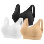 YUTYTH Comfort Bra Sports Bras Women Crop Top for Yoga Wirefree Bra with Removable Pads for Women Sleep Yoga Daily Wear Bra(Black White Nude-3XL)