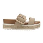 MIA Womens Kenzy Buckle Espadrille Platform Athletic Sandals Casual Mid Heel 2-3" - White, Brown, 5.5 UK