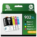 Gotoners Compatible 902XL 902 XL Ink with Latest Chip for HP OfficeJet Pro 6978 6968 6960 6970 6962 Printer Cartridge (Black, Cyan, Magenta, Yellow, 4 Pack)