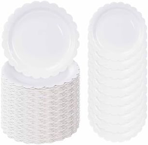 FALIZIFU 50 Pcs White Scalloped Paper Plates 7 Inch Disposable White Scalloped Dinner Plates for Wedding Baby Shower Birthday Party Supplies Disposable Dessert Plate