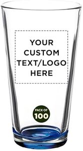 Custom Casale Pint Glass 16 oz. Set of 100, Personalized Bulk Pack - Beer Glasses, Heavy Duty Drinkware - Blue