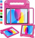 SINSO iPad 10th Generation Case 2022, New iPad 10.9 Inch Kids case 2022, with Built in Screen Protector, Shockproof Handle Stand Protective Kids Cover for iPad 10th Generation 10.9 Inch 2022 Rose