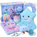Latocos Frozen Gifts for Girls 6 7 8 9 10 Year Old Toys Set Light Up Pillow Star Eye Mask Plush Diary with Locks Pen Headband Water Bottle Bracelet Princess Kids Birthday Gift Age 6+