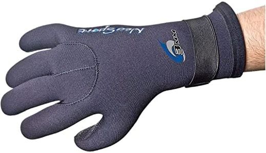 Neo-Sport mens 3MM & 5MM Premium Neoprene Five Finger Wetsuit Gloves with Gator Elastic Wrist Band. Use for All Watersports, Diving, Boating, Cleaning gutters, Pond and Aquarium Maintenance, Black, Medium