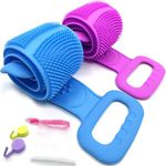 2021 Upgrade Back Scrubber,Back Body Brush,Silicone Bath Scrubber with Massage Beads&Soft Bristles,Extended Back Washer Exfoliator,Back Loofah Sponge,Exfoliating Cleaner,Lotion Applicator,Extra Long