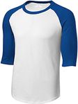 Joe's USA(tm Mens 3/4 Sleeve 100% Cotton Baseball Tee Shirt,S White/Royal