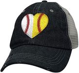 Cocomo Soul Womens Ball Mom Hat | Ball Mom | Ball Mom Baseball Softball Mom Hat | Half Baseball Half Softball Hat 400 Dark Grey