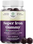 Extra Strength Iron Gummies for Women and Men - Potent 45mg per Serving Chewable Iron Supplement for Women and Men with Vitamin C for Higher Absorption - Vegan Daily Iron Gummy No Artificial Flavors