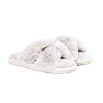 Sleepdown Womens Ladies Faux Fur Rabbit Slippers, Cream, 3/4 UK