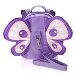 BTSKY Baby Butterfly with Wings Walking Safety Harness Reins Toddler Child Kid Strap Backpack Bag (Purple)