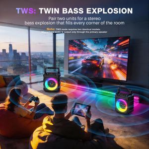 Dislocati Karaoke Machine with 2 Wireless Mics – Portable Bluetooth PA Speaker with Lights, TWS, USB, AUX for Home Party