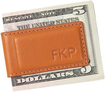 Northwind Luxury Personalized Leather Money Clip, Handmade in USA Full Grain Slim Wallet for Men with Magnetic Closure, Custom Engraved Monogram Gift for Dad, Husband, Groomsmen, Anniversary (Tan)