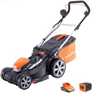 Yard Force GR40 Range 40V 34cm Cutting Width Cordless Lawnmower with Lithium Ion Battery & Quick Charger, Rear Roller, 35L Grass Bag - LM G34A - Lawn Mower, Orange