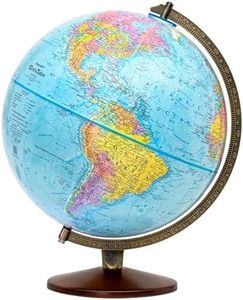 Replogle World Globe with Stand, 12 Inch diameter globe with 3-D Raised Relief Texture. Perfect for Children And Kid's Classroom and home Decor, Made In USA. (Non-Illuminated Presscraft Blue)