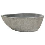 vidaXL Basin Rock Bowl Hand Face Wash Sink Plumbing Fixture for Bathroom Washroom Cloakroom Natural River Stone Oval Shape 37-46 cm