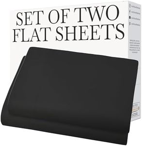 Southshore Fine Living, Inc. 2-Pack King Size Flat Sheets Only, Premium Oversized Black Bed Sheets, 112" x 102" Cal/King Top Sheet Stays Tucked on Deep Mattresses, Flat Sheet Set of 2, Black