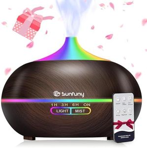 550ml Essential Oil Diffuser, Ultrasonic Aroma Diffuser with Smart Remote Control, Aromatherapy Humidifier Fragrant Oil Vaporizer with 8 Color LED Light, Auto Timer for Home Office(Dark Wood Grain)