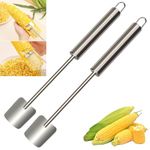 2024 New 2Pcs Long Handle Stainless Steel Corn Stripping Tool, Cob Stripper Corn Cob Stripper Tool, Corn Cutter Corn Scraper Thresher with Ergonomic Handle