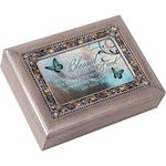 Cottage Garden Blessed to Have You as Friend Brushed Pewter Jewelry Music Box Plays Wonderful World