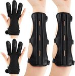 Sratte Archery Arm Guard Archery Glove Youth Kit Adjustable 3 Strap Archery Wrist Guard Leather PU Archery Bracer Three Finger Archery Finger Tab Bow Finger Guard for Adult Hunting Shooting(4)