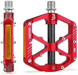 MZYRH Mountain Bike Pedals,Bicycle Pedals with Reflectors,Lightweight Aluminum Alloy MTB Pedals 3 Sealed Bearings Bicycle Platform Pedals 9/16" BMX Road Bike Pedal