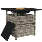 Outsunny 72.5cm Outdoor PE Rattan Fire Pit Table for Garden, 50,000 BTU Pulse-Ignition with Volcanic Rock, Rain Cover, Grey