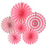 Party Decorz Light Pink Designer Paper Fan Decoration Set of 6pcs for Birthday, Wedding, Baby Shower, Anniversary,Backdrop Party Decoration