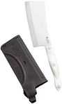 Cutco 1737 Cleaver with Leather Sheath - High Carbon Stainless Blade and Pearl White Handle