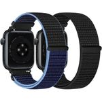 Runostrich Nylon Sport Strap Compatible with Apple Watch Strap 42mm 41mm 40mm 38mm Women Men, Adjustable Sport Solo Loop Bands for iWatch Series 10 9 8 7 6 5 4 3 2 1 SE, 2 Pack